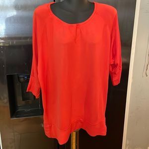 Medium Life Etc orange soft lightweight oversized round neck blouse top